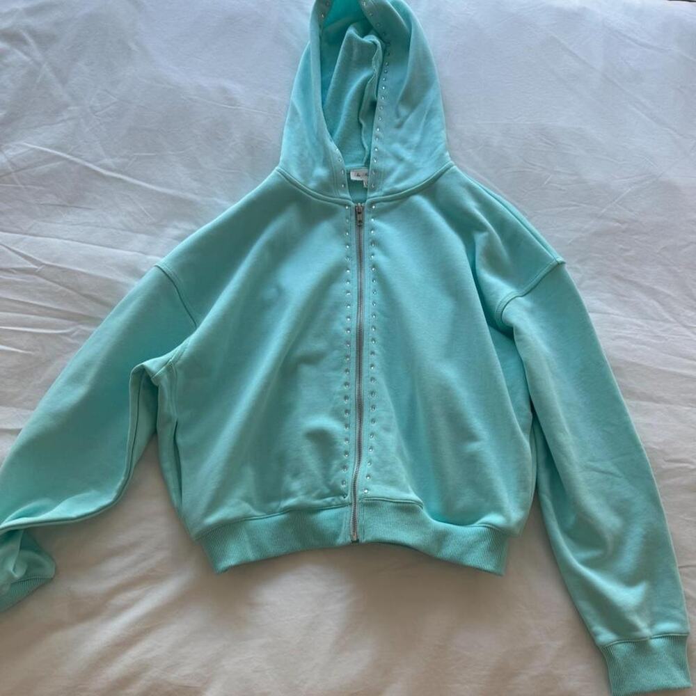 Mint green zip up hoodie